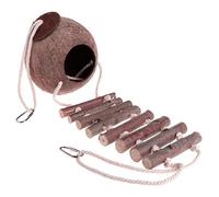 CVJdfhRE Nid de Perroquet en Coquille Noix Coco, mangeoire for Oiseaux, Cage à Jouets for Animaux Compagnie avec échelle, Pendentif Suspendu for Marron B(A)