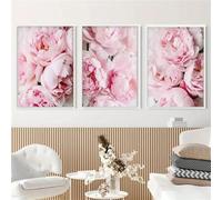 CVMINY 3 Images Set-Affiches sur Toile Abstraites de Fleurs Roses Tableaux et Impressions D'Art Mural Romantiques pour la Décoration du Salon de la Chambre et de la Cuisine-40x65cm (sans cadre)
