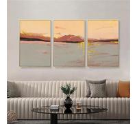 CVMINY 3 Images Set-Tableau Abstrait de Paysage Moderne sur Toile Jaune Doré Art Mural Affiches et Impressions de Montagne Décoration pour Chambre Bureau Ou Maison-40x65cm (sans cadre)