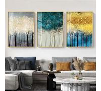 CVMINY 3 Images Set-Tableau Abstrait Luxueux sur Toile Arbre Doré Affiche et Impression de Style Nordique Moderne Décoration Murale pour Salon Bureau Ou Chambre-60x70cm (sans cadre)
