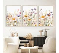 CVMINY Ensemble de 3-Moderne Abstrait Plantes de Fleurs Sauvages Nature Botanique Affiche Art Mural Toile Peinture Estampage Photo Salon Cuisine Bureau Décor Maison-50 * 60cm (Non encadré)
