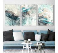 CVMINY Image D'Art,Tableau Abstrait Bleu et Noir à Motifs de Cyclone sur Toile Affiche Moderne Décoration Murale pour Salon Chambre Ou Maison-50 * 60cm*3Pcs(Non Encadré)