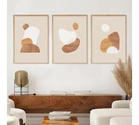 CVMINY Image D'Art,Tableau Abstrait Géométrique Beige et Marron sur Toile Affiche Moderne Décoration Murale pour Salon Bureau Chambre Ou Maison-50 * 70cm*3Pcs(Non Encadré)