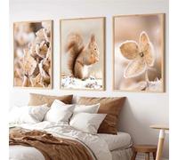 CVMINY Image D'Art,Tableau sur Toile Représentant un Paysage D'Hiver Enneigé Avec Des Feuilles et un Élan Idéal pour Décorer une Maison une Chambre Ou une Cuisine-60 * 70cm*3Pcs(Non Encadré)