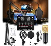 CVNIMV Ensemble de Microphones à condensateur, avec Carte Son BM-800 Live, Bras de Suspension en Ciseaux, Support Antichoc en métal et Filtre Anti-Pop Double Couche, pour enregi