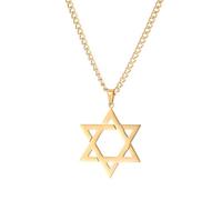 CVNRCLP Collier en acier inoxydable Hexagramme Étoile Mode Simple Randonnée Pendentif Rétro Hommes et Femmes Couples Creux Pendentif Collier Étoile de David