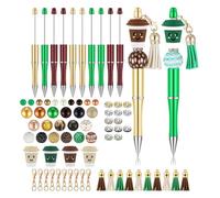 Cvoepobey 12 Pièces Stylos à Perles en Vrac Stylos à Perles Kit de Fabrication de Bricolage Stylo à Bille Multicolore Encre Noire pour Enfants Étudiants Bureau École Facile à Installer Facile