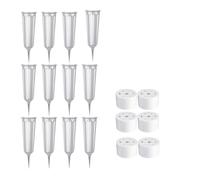 Cvoepobey 12 Pièces Vases de Cimetière avec Pointes Vases Floraux Commémoratifs Cône Porte-Fleurs Funéraire dans des Vases au Sol avec Piquets Gris