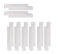 Cvoepobey 16 Pièces 304 Breloques de Connecteur en Acier Inoxydable, Étiquettes Vierges Rectangle Estampage Étiquettes Vierges avec 2 Trous pour la Gravure