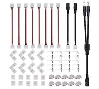 Cvoepobey 1Set 2 Pin LED Connector Kit 2 Way DC Jack Splitter Blanc pour 8Mm 2Pin 2835 LED Strip
