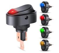 Cvoepobey 5PCS Interrupteur à Bascule Éclairé LED 3 Broches SPST Forme Ovale Interrupteur Rouge Jaune Bleu Vert pour Voiture, Camion, VR, Motos, Bateaux Marins