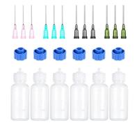 Cvoepobey 6 Flacons à Embouts Souples, Flacon Compte-Gouttes Souple en Plastique de 30 Ml, Pointes D'Aiguilles Émoussées de Calibre 14, 16, 18, 20 Ga pour Colle