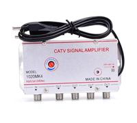 Cvoepobey Amplificateur de Signal CATV 20dB Amplificateur de Signal D'Antenne TV Numérique Équipements TV Domestiques 45 MHz à 860 MHz 1 Entrée 4 Sorties Prise EU