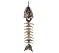 Cvoepobey Carillon de Poisson, Carillon de Squelette de Poisson, Carillons de Vent en Fonte D'Os de Poisson Carillons de Vent en Métal Vintage Extérieur Apaisant Installation Facile