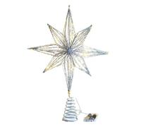 Cvoepobey Cimier d'arbre de Noël Lampe LED Étoile Décorations de Noël pour Décorations d'arbre Lumière d'arbre Étoile à Huit Branches, Argent Facile à Installer Facile à Utiliser