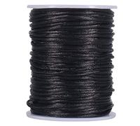 Cvoepobey Cordon de Polyester en Queue de Rat en Satin, 295 Pieds 2Mm de ChaîNe de Perles Noires pour Bracelets en Macramé, Fabrication de, Arts et Artisanat