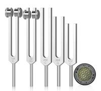 Cvoepobey Diapason de Résonance pour Kit de Guérison, Diapason en Alliage D'Aluminium 128 Hz, 136,1 Hz, 256 Hz, 384 Hz, 512 Hz et Activateur de Rondelle de Hockey