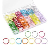 Cvoepobey Ensemble de 100PCS D'Anneaux Reliure avec une Boîte Organisatrice Transparente - Ensemble de 100PCS D'Anneaux Reliure en Métal Coloré de 1 1/5 Pouces