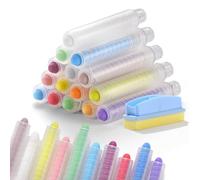 Cvoepobey Ensemble de Craies Sans Poussière 15 Pièces avec Gomme à Tableau, Craie Colorée avec Support, Craie de Trottoir de Couleur pour Enfants, Peinture à la Craie