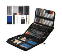 Cvoepobey Ensemble de Crayons de Couleur Professionnels pour Dessin et Croquis avec 72 Pièces Crayon de Couleur Outil de Tige de Charbon de Bois Fermeture Éclair Toile 29,5 X 21 X 4 cm