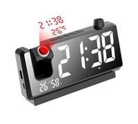 Cvoepobey Horloge de Projection avec Affichage HD LED, Réveil Intelligent pour Chambre, Projecteur D'Horloge Numérique Rotatif à 180 Degrés.