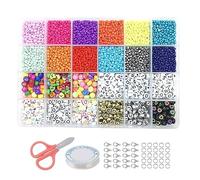 Cvoepobey Kandi Perles Arc-En-Ciel pour Bracelets Kit de Fabrication de 24 Types de Perles Kandi et Perles Lettre, Perles Arc-En-Ciel en Plastique B Facile à Installer Facile à Utiliser Facile à Rempl