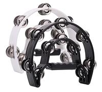 Cvoepobey Lot de 2 Tambourins à Double RangéE de 25,4 cm pour Adulte, Demi-Lune Tambourin Musical 20 Jingles en MéTal Tambour à Percussion Tenu dans la Main