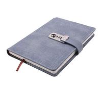 Cvoepobey Mot de Passe pour Ordinateur Portable Papier Verrouillable Livre Portable PU Journal Serrure Journal des Voyageurs Planificateur Hebdomadaire éCole Papeterie (Un Jean de Bleu))