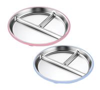 Cvoepobey Plaques de Bascules en Acier Inoxydable 9 Pouces 2pcs Enfants Plaques Divisées avec Manches en Silicone Amovible 4 Aspirants