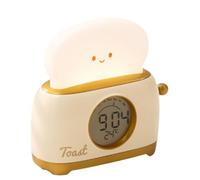 Cvoepobey Réveil Numérique avec Grille-Pain Mignon et Lampe LED à Intensité Variable pour la Chambre, la Table de Chevet ou Le Bureau, avec Trois Alarmes Différentes.