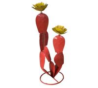 Cvoepobey Statue de Cactus Décor Du Désert avec Fleurs, Cadeaux D'Art de Cour, Décor de Plante en Métal Rouge