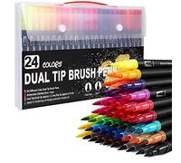 Cvoepobey Stylos à Colorier 24 Couleurs Stylos à Double Pinceau Feutres à Pointe Marqueurs D'Art Dessin, Peinture, Calligraphie, Livres à Colorier