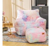 Cvortll Pouf poire et ottoman, en fausse fourrure avec rembourrage en mousse à mémoire de forme, canapé paresseux confortable et confortable pour dortoir, appartement, salon (coloré)