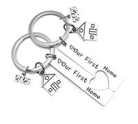 CVOZO New Home Keychains, Our First Home 2023, Maison Personnalisé Gravé Key Chain Keychain Trousseau Acier Inoxydable Cadeau Amoureux Saint-Valentin Anniversaire Noël Femme Homme
