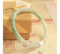 CVQJL Bracelet Jonc en Jade for Femme, Bracelet en Jade Naturel de qualité A, Vert Clair, Barre Ronde Fine, Porte-Bonheur, avec boîte à Bijoux, 54-64 mm, Couleur Unique 54 mm