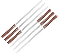 CVS Lot de 6 brochettes plates réutilisables en acier inoxydable avec poignées en bois pour barbecue 43,2 cm pour camping et restaurants