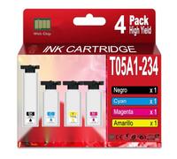 CVT | Cartouches Compatibles Epson T05A | Pack 4 | 4 Couleurs | 20000 Pages | Génériques compatibles avec Epson C13T05A100/C13T05A200/C13T05A300/C13T05A400 pour Workforce Pro WF-C877 8, WF-C8. 79