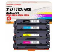 CVT- Lot de 4 toners compatibles CF380X CF381A CF382A CF383A - 312X / 312A pour HP Color Laserjet Pro MFP M476DN, M476DW, M476NW