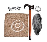 CVUTOVO 1 Ensemble Costume de Dame Perruque Grise Accessoires Ensemble de Cosplay pour Événements Déguisement Réaliste pour Garçon Fille Adultes