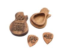 CVUTOVO 1 Set Porte-médiators Guitare Marron en Bois Massif 2 Médiators, Étui Facile à Transporter de Guitare pour Guitaristes et Ukulélés