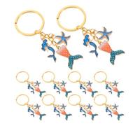 CVUTOVO 10 Pièces Porte-clés Design Unique Queue de Sirène et Facile à Transporter Sirène Compact en Alliage et Étoile de Mer pour Présents de Fête et Souvenirs de Bord de Mer