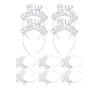CVUTOVO 10 Pièces Serrage-tête D'anniversaire Argenté à Thème Espagnol en Plastique avec Paillettes, Effet Tridimensionnel et Confort, pour Fêtes et Célébrations