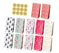 CVUTOVO 12 Ensembles Paquet en Papier Kraft Robustes pour Noël Autocollants de Scellement, Design Festif de Noël, pour Emballer Petits Snacks et Nougats
