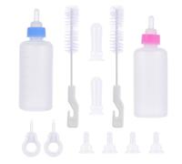 CVUTOVO 12 Pièces Kit de Biberon pour Chat Tétines, Biberons pour Animaux | Silicone, Graduation Visible, Léger, Stérilisable par Ébullition, Rose et Bleu, pour Jeunes Animaux
