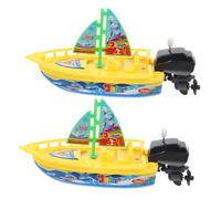 CVUTOVO 2 Pièces Jouets de Bain pour Garçon Fille Forme de Bateau Jouets à Remonter avec Pulvérisateur Eau Plastique Sûr et Cadeau pour Garçon Fille Couleurs Aléatoires