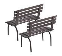 CVUTOVO 2 Pièces Modèle de Mini Banc en Fer Noir pour Maison de Poupée, Banc Miniature Décoratif Détails Raffinés, pour Balcons et Maquettes de Sable