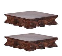 CVUTOVO 2 Pièces Socle Carré en Bois de Racine Sculptée, Support Rustique | Bois Massif Finition Naturelle, Style Oriental, Usage Intérieur sur Table, pour Décorateurs et Collectionneurs