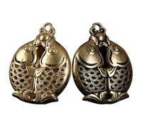 CVUTOVO 2pcs Pendentif Double Poisson en Laiton Or Rétro Décoration Délicate pour Bibliothèque et Chambre Accessoire de Clé Élégant