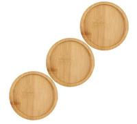 CVUTOVO 3 Pièces Soucoupe Ronde en Bois pour Pot de Fleurs, Couleur Kaki