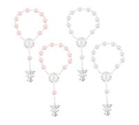 CVUTOVO 4 pièces Bracelet de Baptême pour Pendentif Ange Souvenirs de Baptême et Fête de Blancs Rose